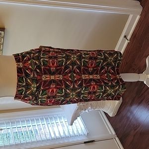 LuLaRoe Cassie stretch skirt floral print teal red cream brown Large New…